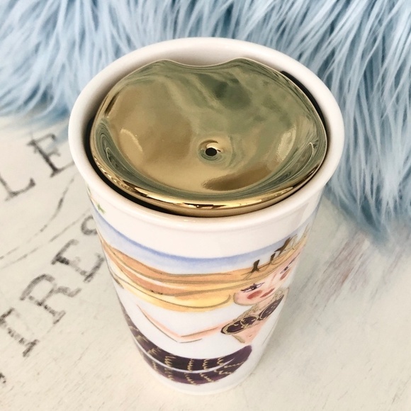 Starbucks, Ceramic, Travel Mug, Collectable, 2016, Mermaid, Gold Lid, 12 oz - Picture 7 of 16